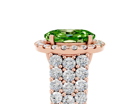 Rose gold Oval Cut Halo Pavé Diamond Engagement Ring with Split Shank and Four-Prong Setting_5