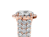 Rose gold Oval Cut Halo Pavé Diamond Engagement Ring with Split Shank and Four-Prong Setting_8