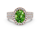 Rose gold Oval Cut Halo Pavé Diamond Engagement Ring with Split Shank and Four-Prong Setting