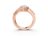 Rose gold Oval Cut Halo Pave Band Four-Prong Ring_61