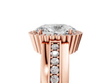 Rose gold Oval Cut Halo Pave Band Four-Prong Ring_63