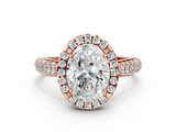 Rose gold Oval Cut Halo Pave Band Four-Prong Setting Ring_37