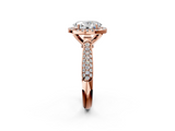 Rose gold Oval Cut Halo Pave Band Four-Prong Setting Ring_39