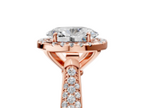 Rose gold Oval Cut Halo Pave Band Four-Prong Setting Ring_42