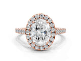 Rose gold Oval Cut Halo Pave Diamond Engagement Ring with Four-Prong Setting_3