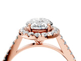 Rose gold Oval Cut Halo Pave Diamond Engagement Ring with Four-Prong Setting_7