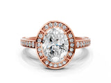 Rose gold Oval Cut Halo Pave Split Shank Prong Setting Ring_32