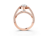 Rose gold Oval Cut Halo Pave Split Shank Prong Setting Ring_35