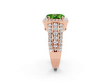 Rose gold Oval Cut Halo Peridot Ring with Split Shank and Four-Prong Setting_2