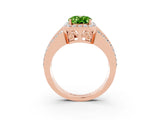 Rose gold Oval Cut Halo Peridot Ring with Split Shank and Four-Prong Setting_3