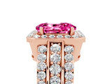 Rose gold Oval Cut Halo Pink Sapphire Ring with Split Shank and Four-Prong Setting_29