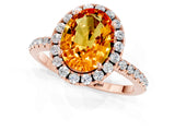 Rose gold Oval Cut Halo Round Diamond Pavé Band Four-Prong Ring_1