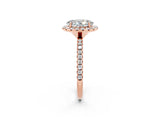 Rose gold Oval Cut Halo Round Diamond Pavé Band Four-Prong Ring_2