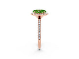 Rose gold Oval Cut Halo Round Diamond Pavé Band Four-Prong Ring_2
