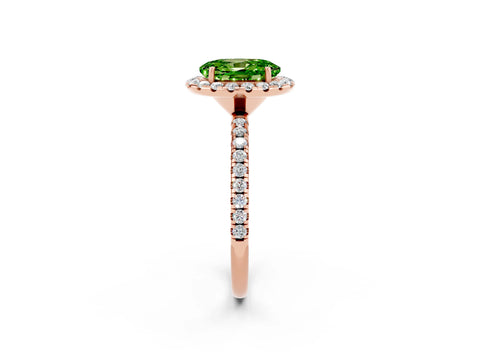 Rose gold Oval Cut Halo Round Diamond Pavé Band Four-Prong Ring_2