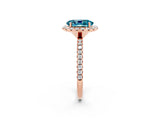 Rose gold Oval Cut Halo Round Diamond Pavé Band Four-Prong Ring_2