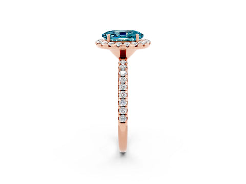 Rose gold Oval Cut Halo Round Diamond Pavé Band Four-Prong Ring_2