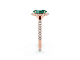 Rose gold Oval Cut Halo Round Diamond Pavé Band Four-Prong Ring_2