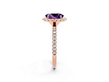Rose gold Oval Cut Halo Round Diamond Pavé Band Four-Prong Ring_2