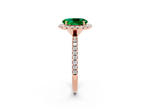 Rose gold Oval Cut Halo Round Diamond Pavé Band Four-Prong Ring_2