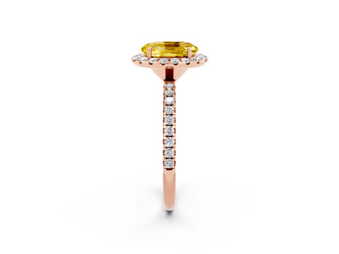 Rose gold Oval Cut Halo Round Diamond Pavé Band Four-Prong Ring_2