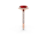 Rose gold Oval Cut Halo Round Diamond Pavé Band Four-Prong Ring_2