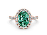 Rose gold Oval Cut Halo Round Diamond Pavé Band Four-Prong Ring