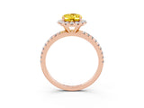 Rose gold Oval Cut Halo Round Diamond Pavé Band Four-Prong Ring_3
