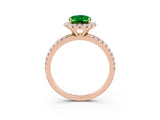 Rose gold Oval Cut Halo Round Diamond Pavé Band Four-Prong Ring_3