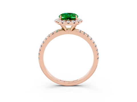 Rose gold Oval Cut Halo Round Diamond Pavé Band Four-Prong Ring_3