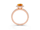 Rose gold Oval Cut Halo Round Diamond Pavé Band Four-Prong Ring_3