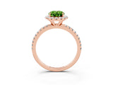 Rose gold Oval Cut Halo Round Diamond Pavé Band Four-Prong Ring_3