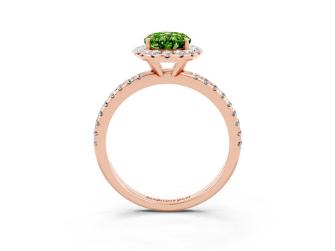 Rose gold Oval Cut Halo Round Diamond Pavé Band Four-Prong Ring_3
