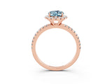 Rose gold Oval Cut Halo Round Diamond Pavé Band Four-Prong Ring_3