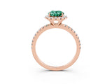 Rose gold Oval Cut Halo Round Diamond Pavé Band Four-Prong Ring_3