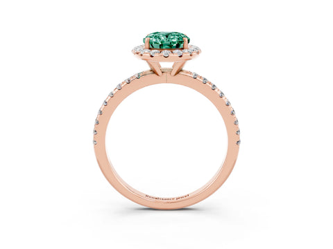 Rose gold Oval Cut Halo Round Diamond Pavé Band Four-Prong Ring_3