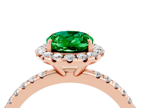 Rose gold Oval Cut Halo Round Diamond Pavé Band Four-Prong Ring_4