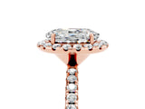 Rose gold Oval Cut Halo Round Diamond Pavé Band Four-Prong Ring_5