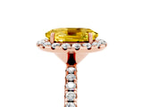 Rose gold Oval Cut Halo Round Diamond Pavé Band Four-Prong Ring_5
