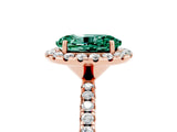 Rose gold Oval Cut Halo Round Diamond Pavé Band Four-Prong Ring_5