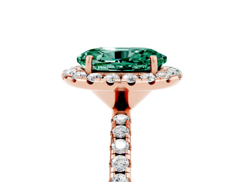 Rose gold Oval Cut Halo Round Diamond Pavé Band Four-Prong Ring_5