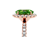 Rose gold Oval Cut Halo Round Diamond Pavé Band Four-Prong Ring_5