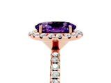 Rose gold Oval Cut Halo Round Diamond Pavé Band Four-Prong Ring_5