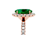 Rose gold Oval Cut Halo Round Diamond Pavé Band Four-Prong Ring_5