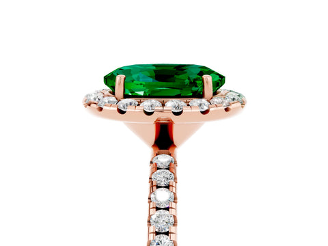 Rose gold Oval Cut Halo Round Diamond Pavé Band Four-Prong Ring_5