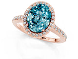 Rose gold Oval Cut Halo Round Diamond Pavé Band with Four-Prong Setting_1