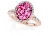Rose gold Oval Cut Halo Round Diamond Pavé Band with Four-Prong Setting_1