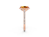 Rose gold Oval Cut Halo Round Diamond Pavé Band with Four-Prong Setting_2