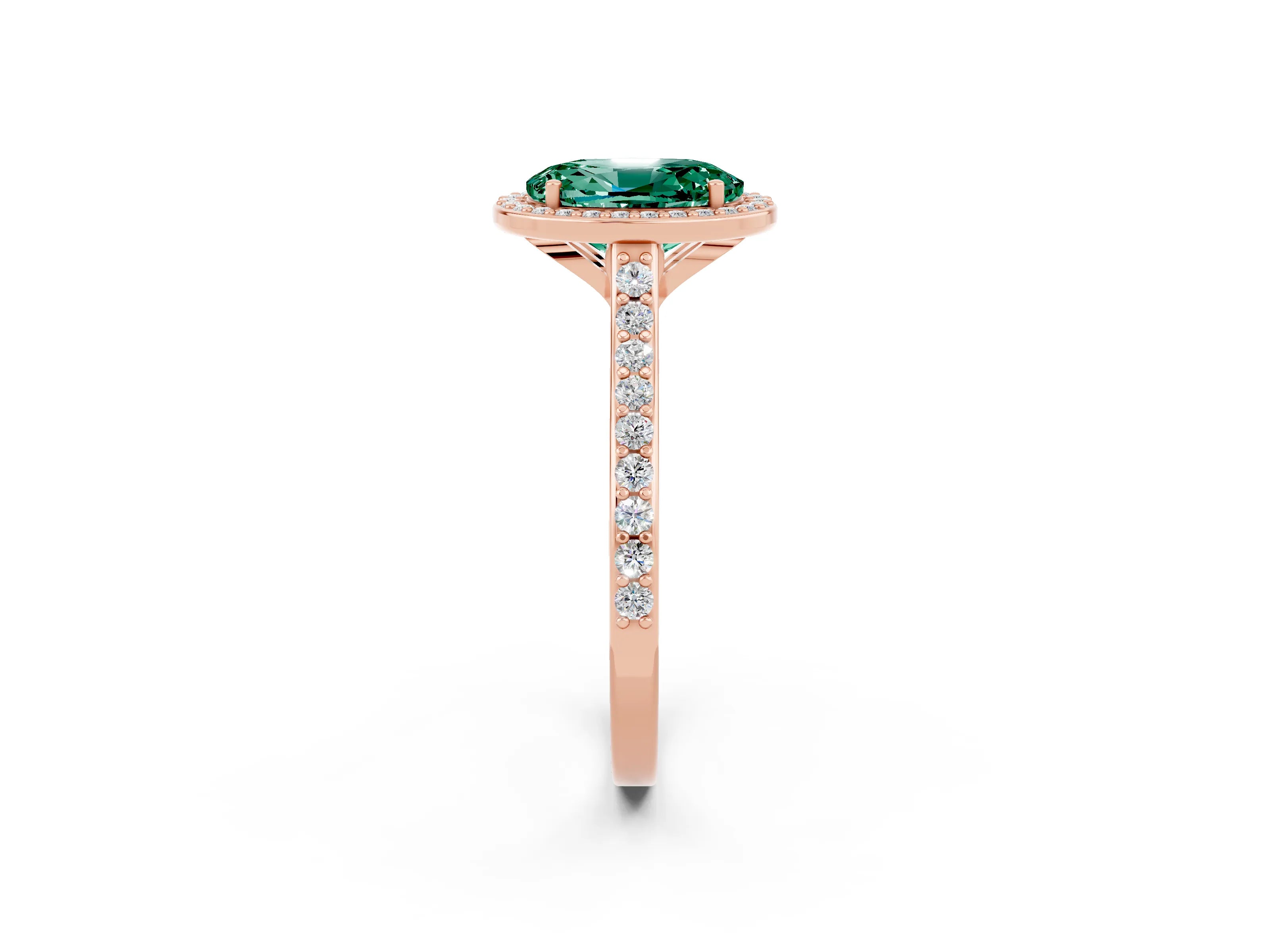 Rose gold Oval Cut Halo Round Diamond Pavé Band with Four-Prong Setting_2
