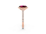 Rose gold Oval Cut Halo Round Diamond Pavé Band with Four-Prong Setting_2